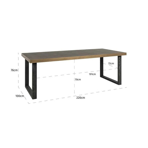 Ville Shargreen Black & Brass Frame 6 Seater Dining Table